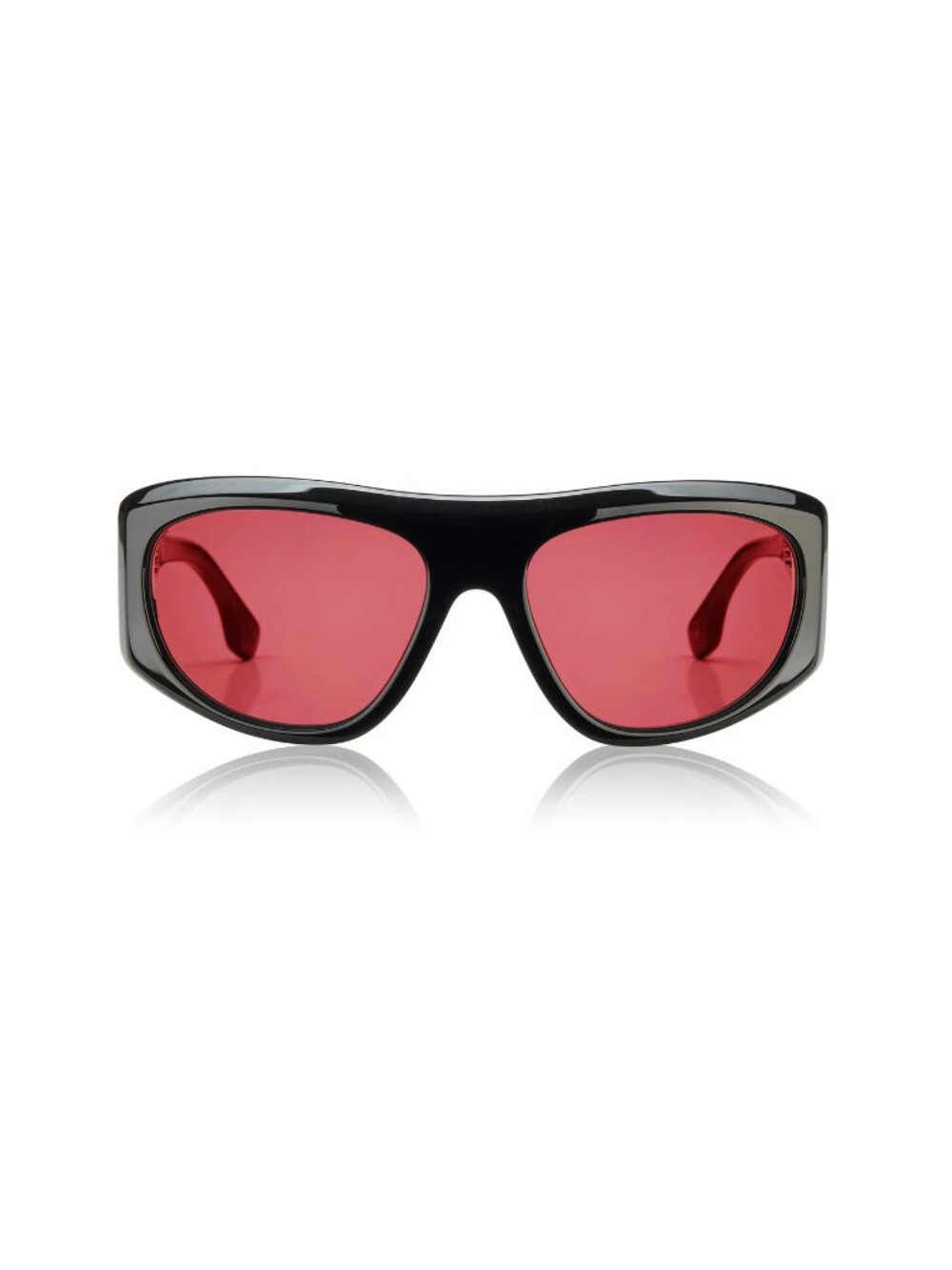 New Raval Eyewear Women's Sunglasses Black Square Red Lens Acetate Frame CAMILA